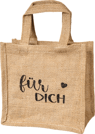 Jutetasche "für DICH" mit Henkel, braun/schwarz BOLTZE