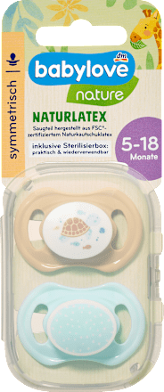 Schnuller Latex symmetrisch, beige/mint, Gr. 2, 5-18 Monate   babylove