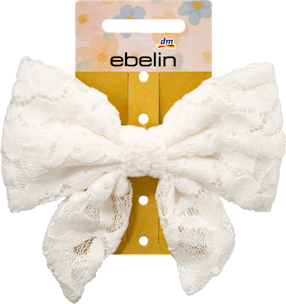 Patentspange Schleife mit Spitze, weiß ebelin