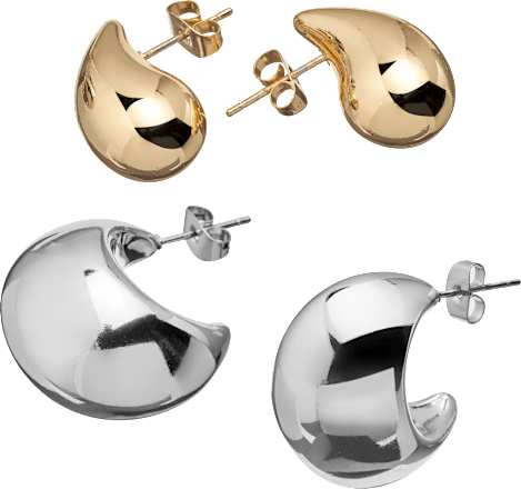 Ohrstecker Tropfenform, Gold- & Silber-Optik ebelin