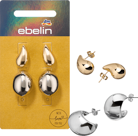 Ohrstecker Tropfenform, Gold- & Silber-Optik ebelin