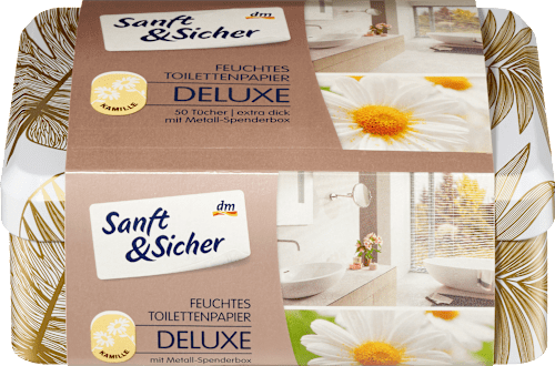 Papier toaletowy nawilżany z rumiankiem Deluxe Kamille Box Sanft&Sicher