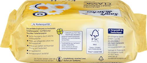 Carta igienica umidificata Classic con estratto di camomilla Sanft&Sicher