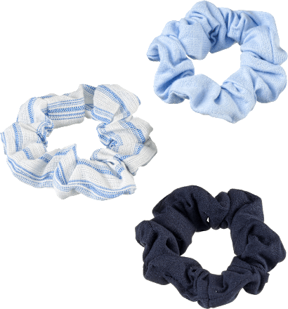 Scrunchies recycelt, blau/gestreift/beige ebelin
