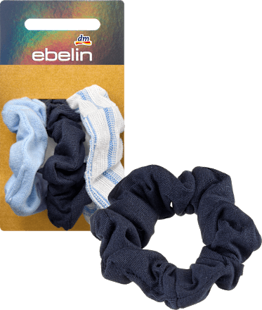 Scrunchies recycelt, blau/gestreift/beige ebelin