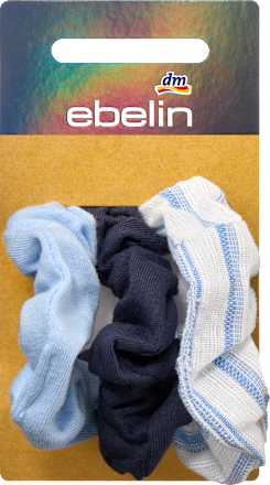 Scrunchies recycelt, blau/gestreift/beige ebelin