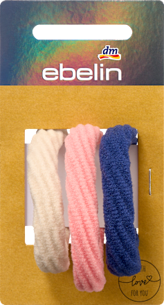 Haargummis strukturiert, beige/apricot/blau ebelin