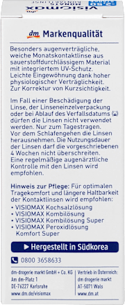 Monatslinse Dioptrie -2,50 VISIOMAX