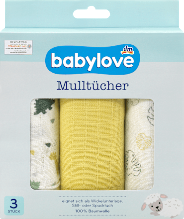 Mulltücher Dino/senfgelb babylove