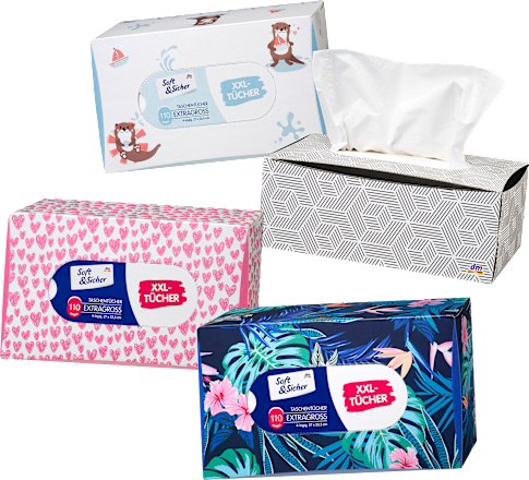 Taschentücher Box mit extra großen Taschentüchern Soft&Sicher