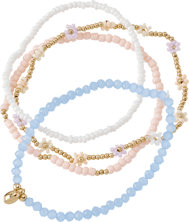 Armbänder mit Perlen & Blumen, Pastell-Töne ebelin