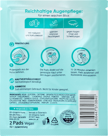 Augenpads Hydrogel Kaktuswasser (1 Paar) Balea