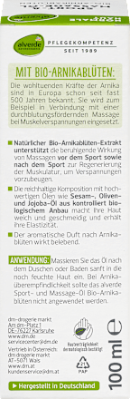 Športno in masažno olje z izvlečkom bio cvetov arnike alverde NATURKOSMETIK
