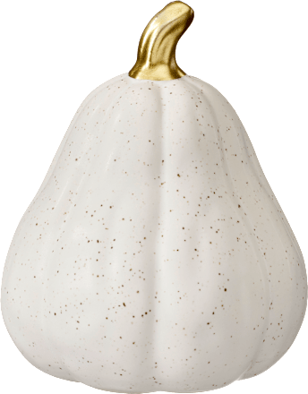 Keramikkürbis mit goldenem Stiel, weiß, groß Dekorieren & Einrichten