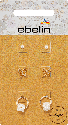 Ohrstecker Schmetterlinge & Perlen, Gold-Optik ebelin