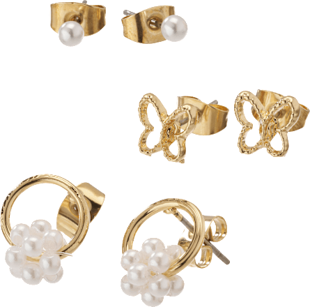 Ohrstecker Schmetterlinge & Perlen, Gold-Optik ebelin