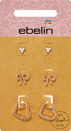 Ohrstecker Herzen & Schleifen, Gold-Optik ebelin