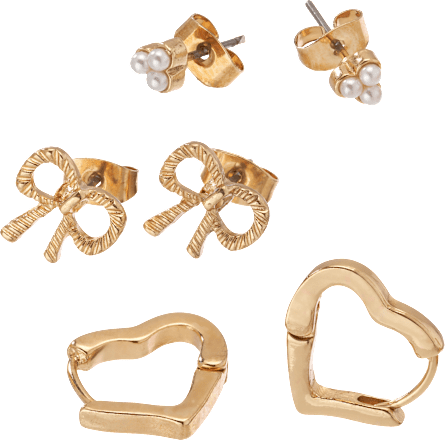 Ohrstecker Herzen & Schleifen, Gold-Optik ebelin