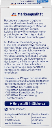 Monatslinse Dioptrie -4,25 VISIOMAX