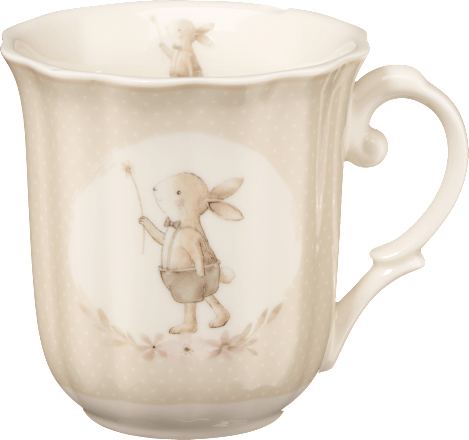 Kaffeebecher mit Hasenjunge, gepunktet, braun (350 ml) BOLTZE