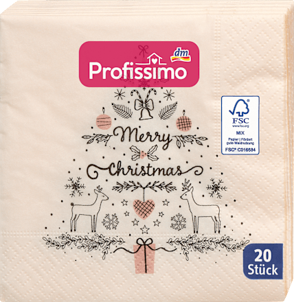 Cocktailservietten "Weihnachtsbaum" (25x25 cm) Profissimo