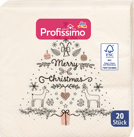 Cocktailservietten "Weihnachtsbaum" (25x25 cm) Profissimo