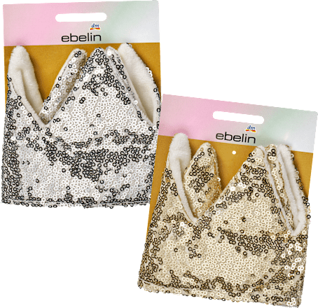 Krone mit Pailletten Gold-/Silber-Optik ebelin