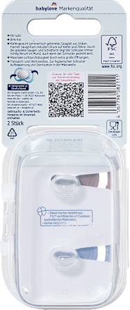 Schnuller Air Nacht Silikon symmetrisch, blau/rosa, 0-6 Monate babylove