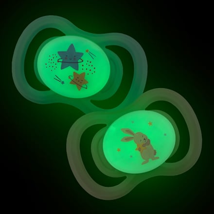 Schnuller Air Nacht Silikon symmetrisch, blau/rosa, 0-6 Monate babylove