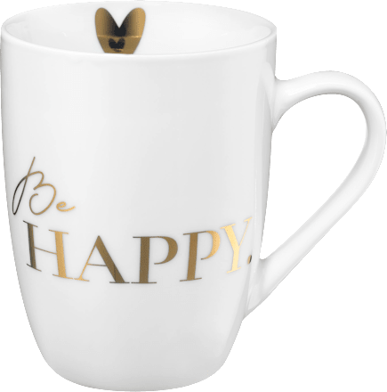 Kaffeebecher 'Be happy' weiß BOLTZE