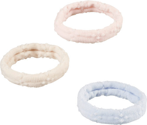 Haargummis mit Blumen hellblau/rosa/creme ebelin