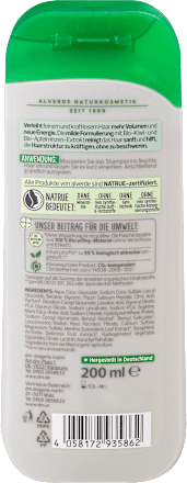 Shampoo Volumen Bio-Kiwi, Bio-Apfelminze alverde NATURKOSMETIK