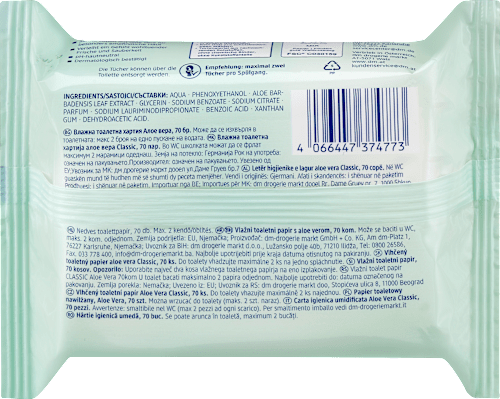 Carta igienica umidificata Classic Aloe Vera Sanft&Sicher