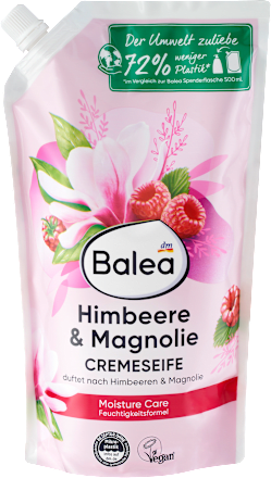 Tekuté krémové mydlo malina a magnólia - náhradná náplň Balea