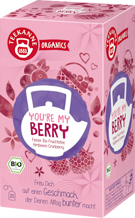 Früchtetee Himbeere, Cranberry (20 Beutel) Teekanne