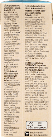 Bio kokosovo mleko iz stisnjene kokosove sredice dmBio