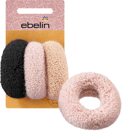 Haargummis schwarz, rosa, beige ebelin