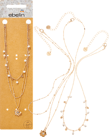 Halsketten Blume & Perlen, Gold-Optik ebelin