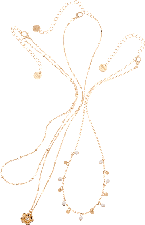 Halsketten Blume & Perlen, Gold-Optik ebelin