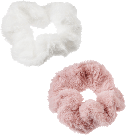Scrunchies Kunstfell rosa, weiß ebelin