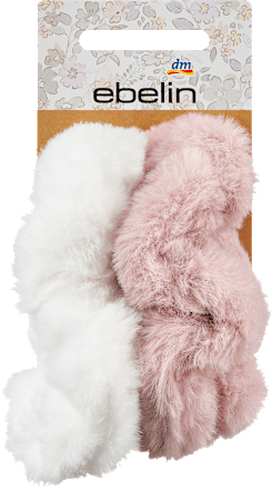 Scrunchies Kunstfell rosa, weiß ebelin