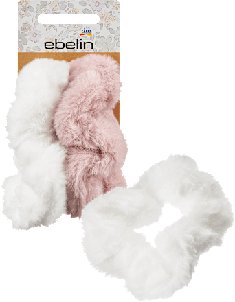 Scrunchies Kunstfell rosa, weiß ebelin