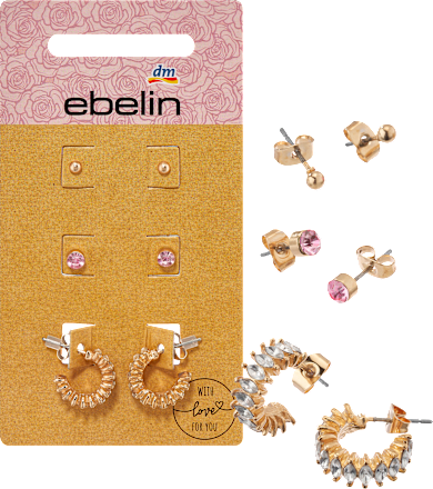 Ohrstecker Strass, Gold-Optik ebelin