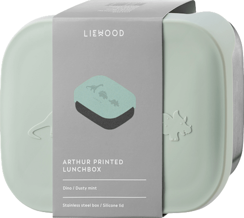Lunchbox Dino aus Edelstahl, dusty mint (5,5x17x13,5 cm) LIEWOOD