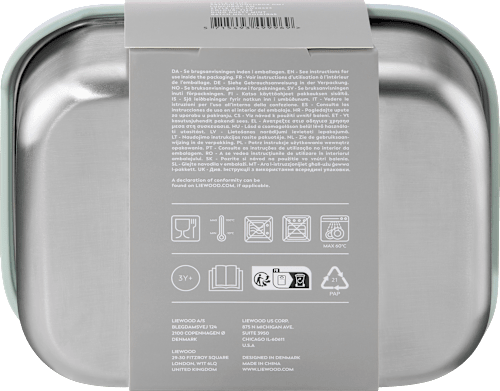 Lunchbox Dino aus Edelstahl, dusty mint (5,5x17x13,5 cm) LIEWOOD