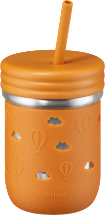 Trinkhalmbecher aus Edelstahl mit Silikon, senfgelb, 250 ml babylove
