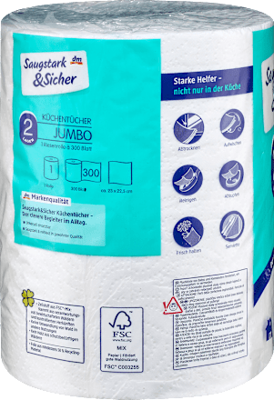 Küchentücher Jumbo 2-lagig  Saugstark&Sicher