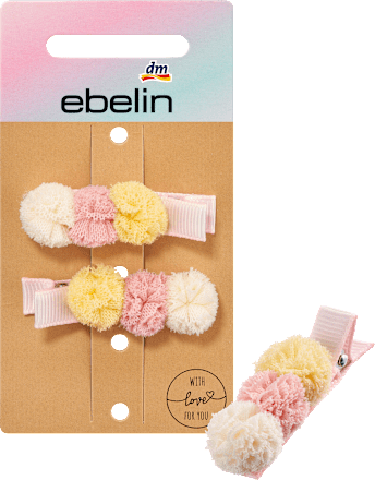 Haarclips Stoff Pompoms ebelin