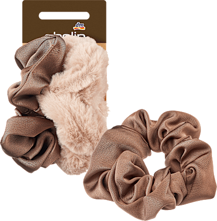 Scrunchies Satinoptik, Kunstfell Braun-Töne ebelin