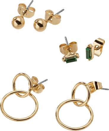 Ohrstecker Kreise & Strass, Gold-Optik ebelin